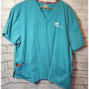 Dickies Women's  Green 2 Pocket Scrub Top  Size 2XL Select Specialty‎ Logo Nurse